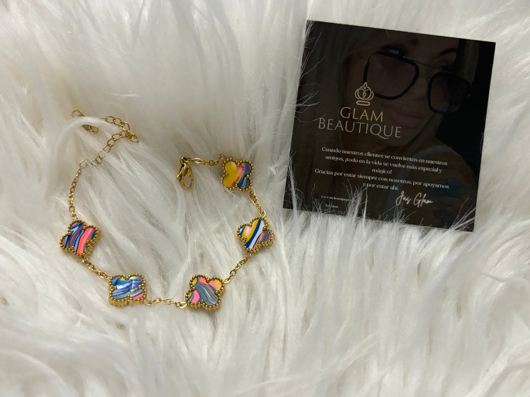 Pulsera Clover marmoliada multi