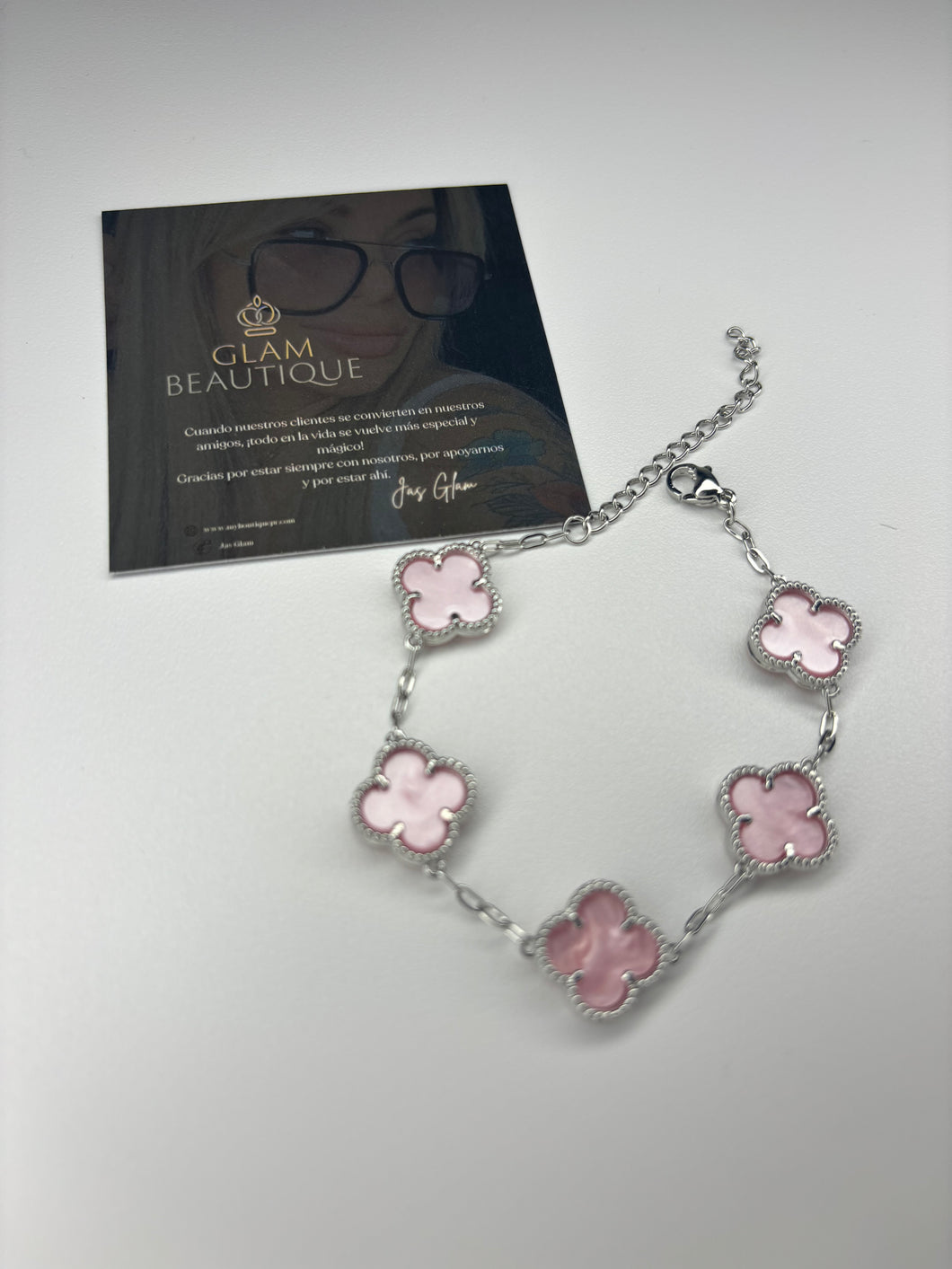 Pulsera Clover Plata Rosada