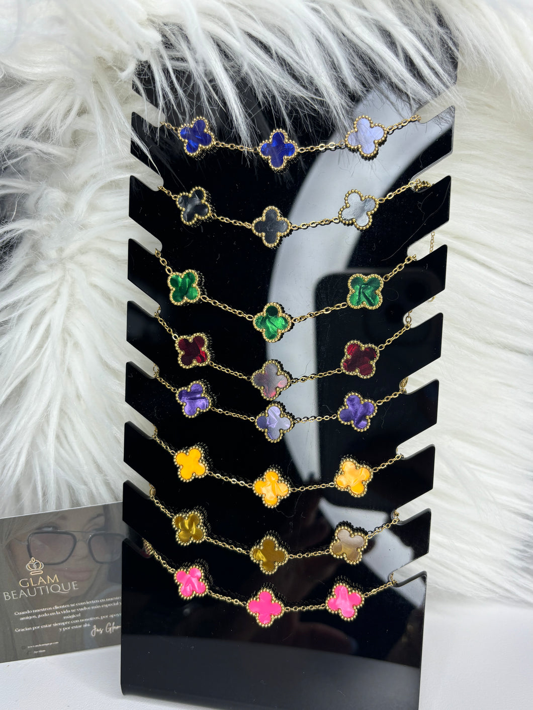 Pulsera Clover Dorada Marmoleada